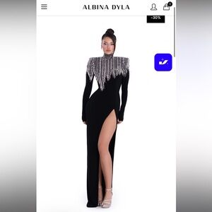 Elegant Black Dress with Silver Accents albina dyla